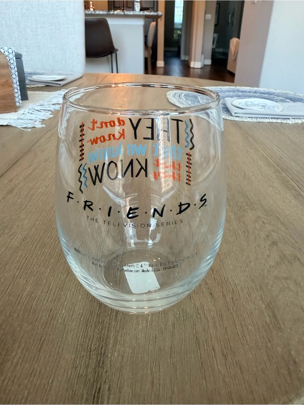 FRIENDS Stemless Wine Glass Tumbler -they don’t know that we know that they know